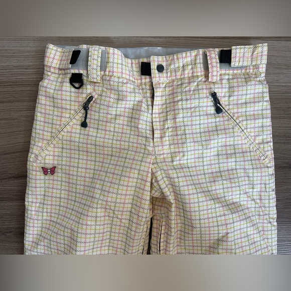 E480 SNOWBOARD SKI PANTS TURBINE Boardwear Butterfly Pink Plaid Girl's XL - Picture 2 of 12